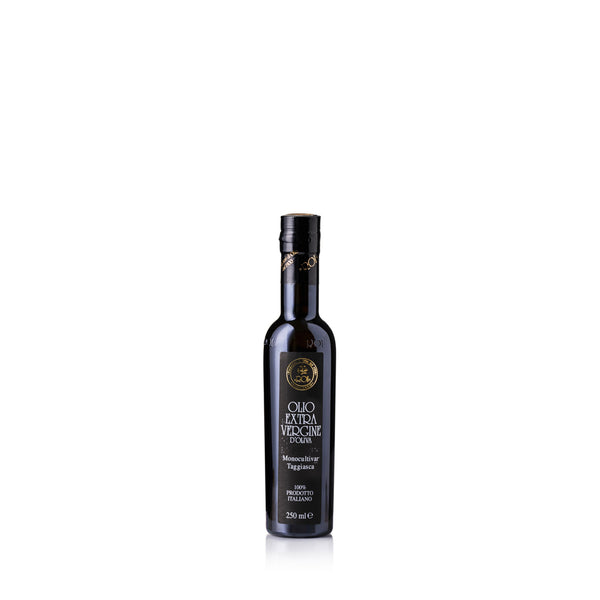 Olio Extra Vergine d'Oliva "Monocultivar Taggiasca" . Olio d'oliva di categoria superiore ottenuto direttamente dalle olive e unicamente mediante procedimenti meccanici